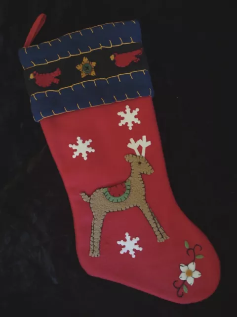 Red Felt Christmas Stocking With Deer