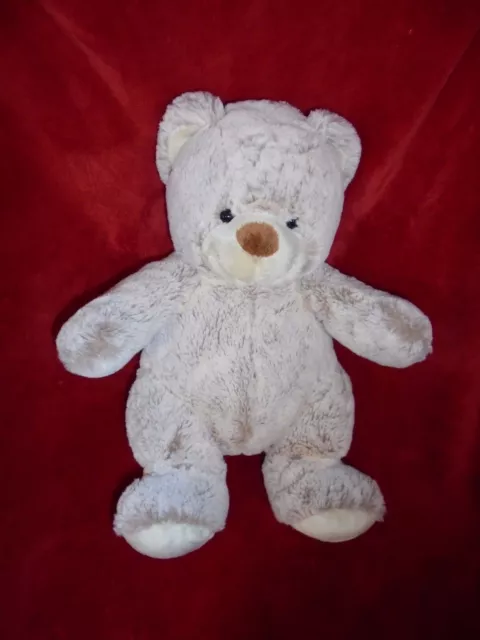 Doudou Peluche Ours  chiné beige Museau Marron Nicotoy Simba 27 cm assis