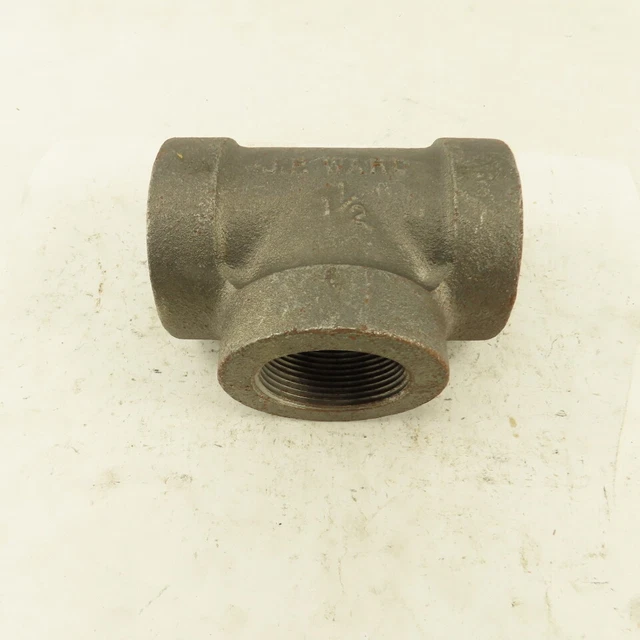 Ward 1-1/2"x1-1/2"x1-1/2" NPT 300 Malleable Iron Tee Black Pipe Fitting USA