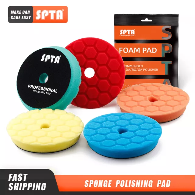 SPTA 3/5/6 Inch Hex-logic Sponge Polishing Buffing Pads for DA RO Polisher