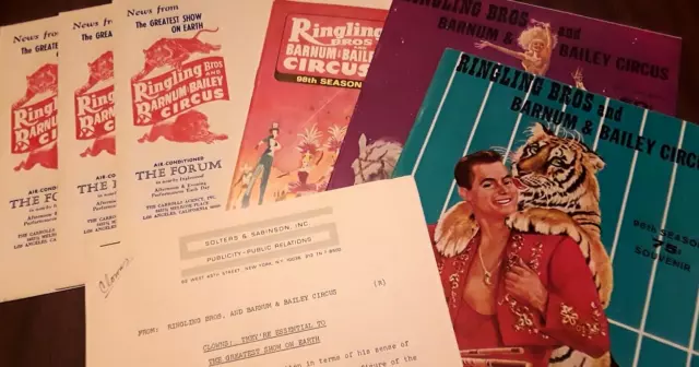 Lot 1960s Ringling Bros Barnum & Bailey Circus PROGRAMS CLOWNS PR RELEASE MAILER