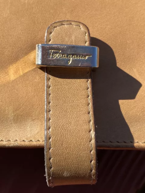 Salvatore Ferragamo Small Tan Leather Purse Pocket Book Bag Italy