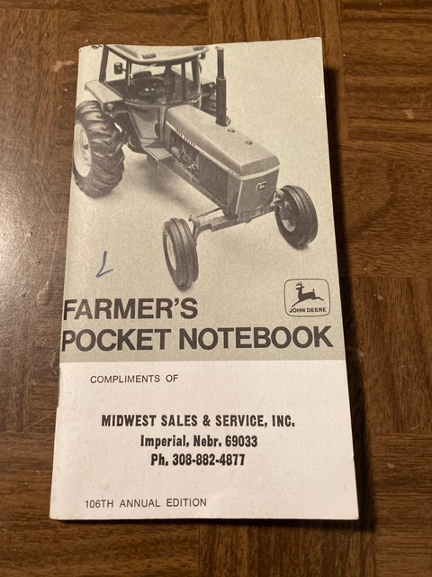 Vintage 106th Annual Edition John Deere Farmer's Pocket Notebook ~ 1972