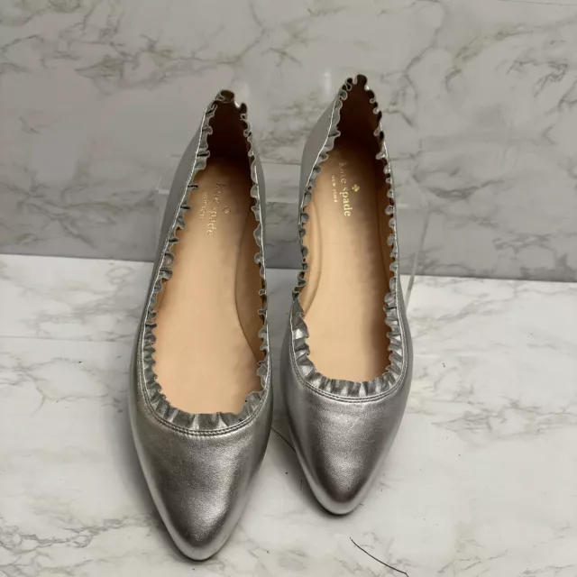 Kate Spade New York Women's Honey Ballet Flats SILVER Size 10 M VERO CUOIO 3