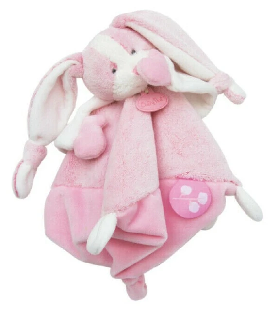 *. DOUDOU PLAT BABY NAT LAPIN LES TOUDOUX rose blanc cape fleur de coton - NEUF