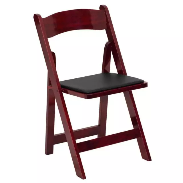 Flash Furniture Folding Chair W/ Vinyl Padded Seat Wood Mahogany