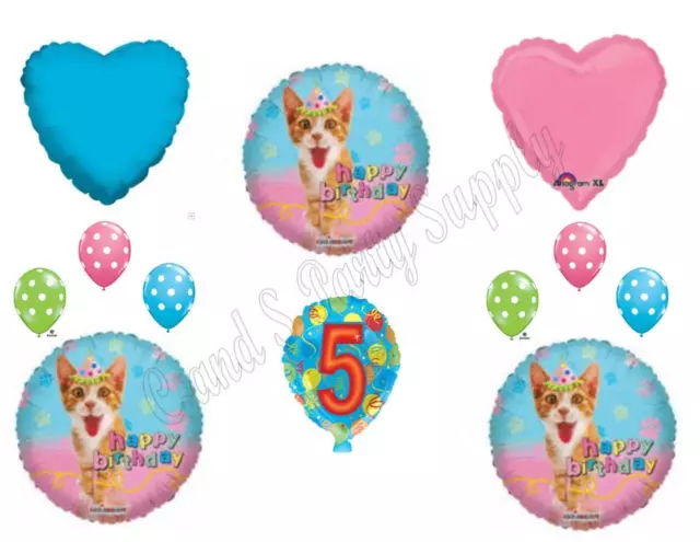 CATS KITTENS 5TH Happy Birthday Balloons Decoration Supplies Party Girl Fifth