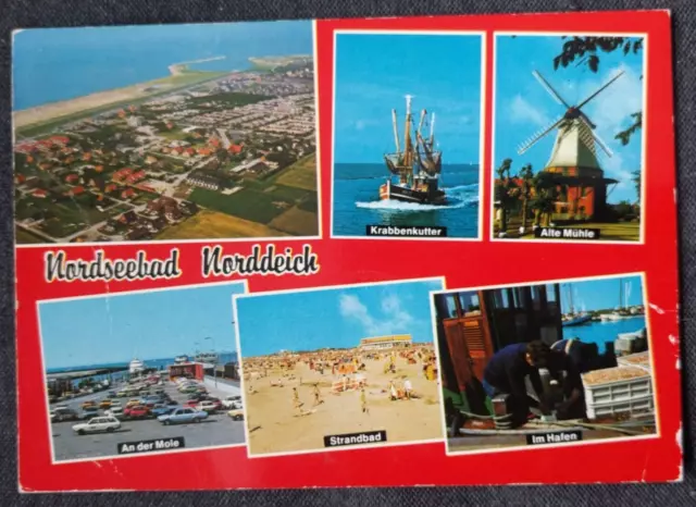 alte Postkarte:  1980er Jahre: Impressionen vom Nordseebad Norddeich