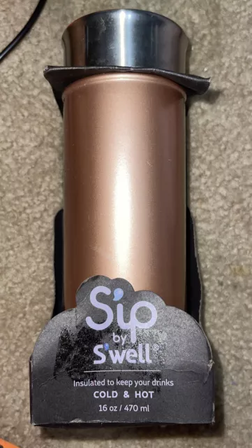 NEW Sip By Swell 16 Oz Vacuum Insulated Stainless Steel Travel Mug Golden Rose