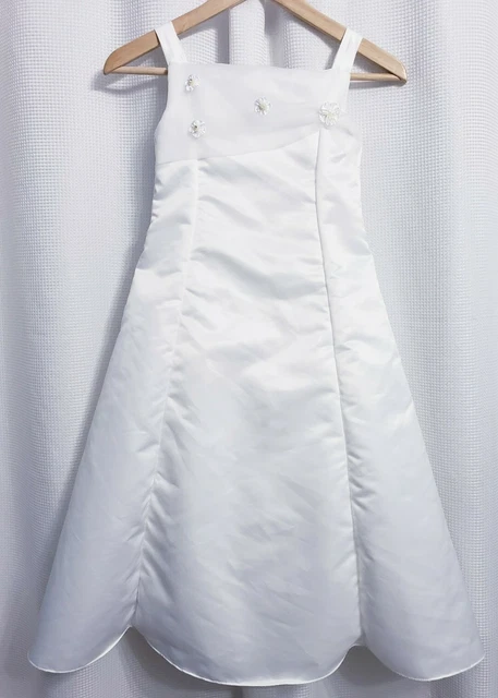 Lauren Madison White Satin Knee Length Fitted / Lined Ball Gown Girls size 8