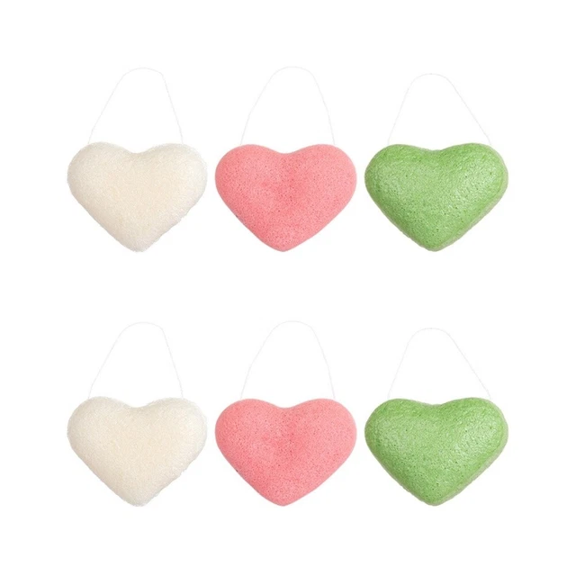 2 juegos 3 piezas forma de corazón esponjas faciales práctico puff facial (al azar)