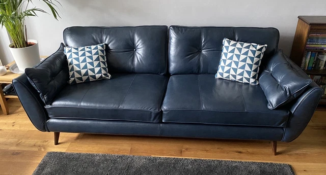 Dfs navy shop leather sofa
