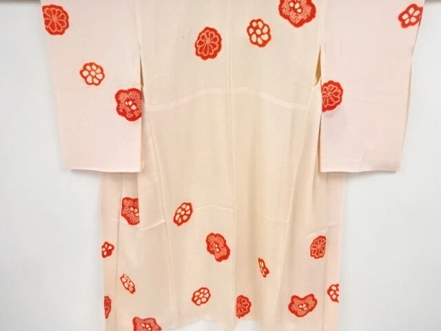 35618# Japanese Kimono / Antique Juban / Shibori / Flower