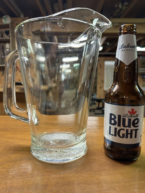 Heavy Solid Glass Pitcher.  Vintage Beer/Water Pitcher.