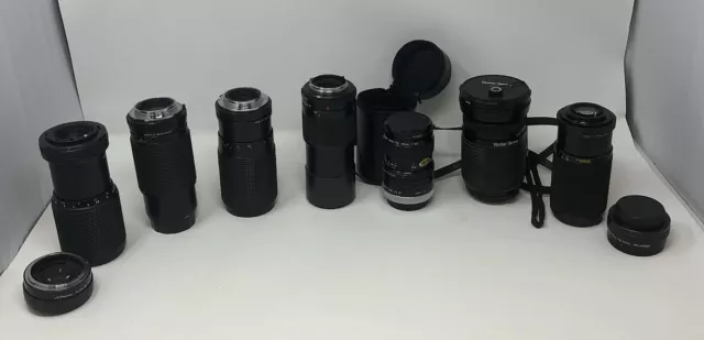 Lot 17: Lot of 9 Camera Lenses Canon Vivitar - Untested AS IS