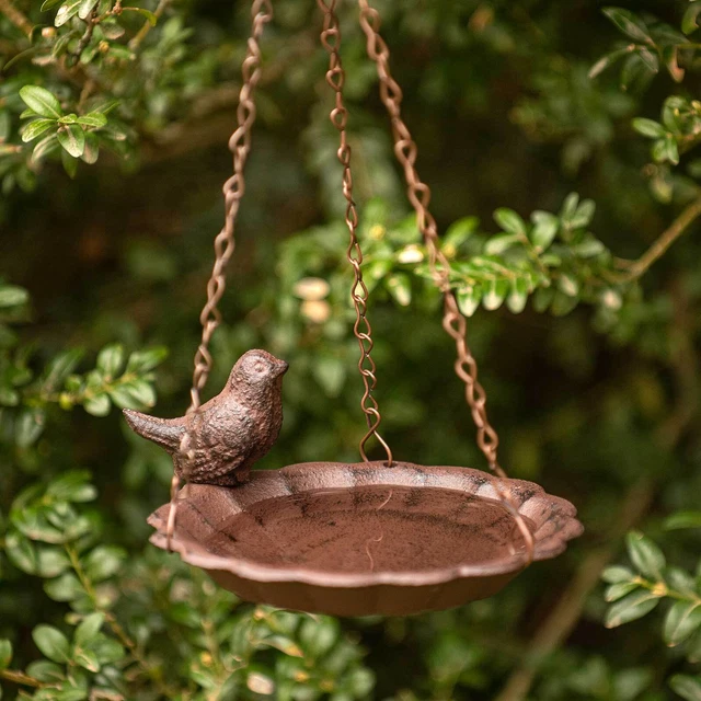 Vogeltränke Vogelbad hängend Gußeisen Futterschale Hänger Gartendeko Schale