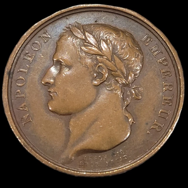 MÉDAILLE BRONZE NAPOLÉON Bonaparte - Signée RL - Chaînette pour porte