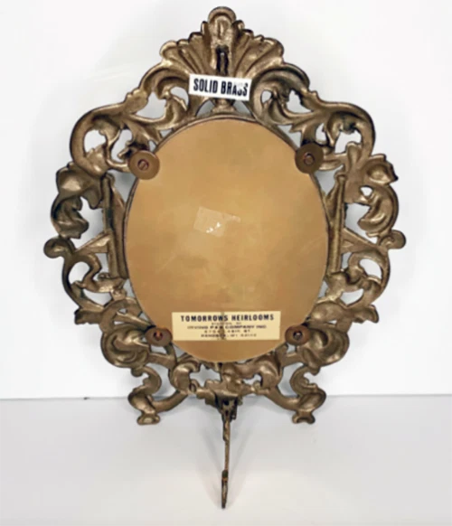 Vintage Ornate Heavy Solid Brass Victorian Stand Mirror Beautiful 5