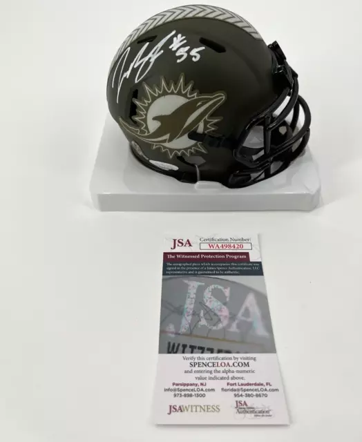Jerome Baker Miami Dolphins Autographed Salute To Service Mini Helmet Jsa Coa