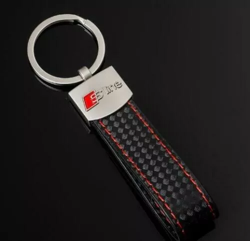 Audi Latest Black Keyring Leather Keychain Key Fob S Line A1 A3 A4 A5 A6 A7 Q7