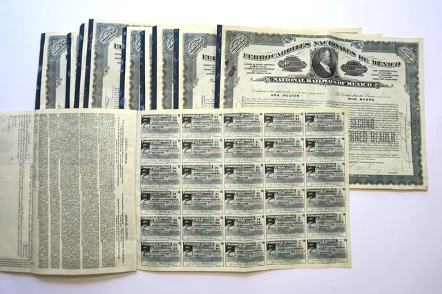 Ferrocarriles Nacionales De Mexico Segunda Preferencia Mexico 1910 X 10 Actions