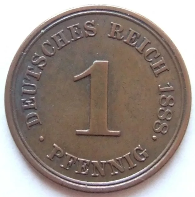 Moneta Reich Tedesco Impero Tedesco 1 Pfennig 1888 E IN