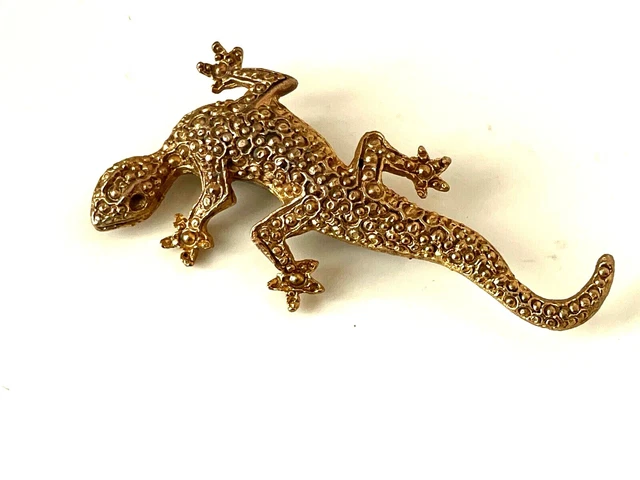 Broche Lézard Strass Et Métal Doré - Superbe Pièce Fantaisie Pour Personnaliser Tes Looks