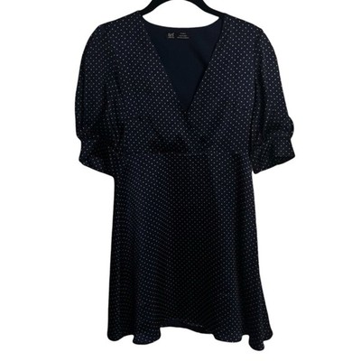 Zara trf Collection Navy and White Polka Dot Satin-like Dress Size XS