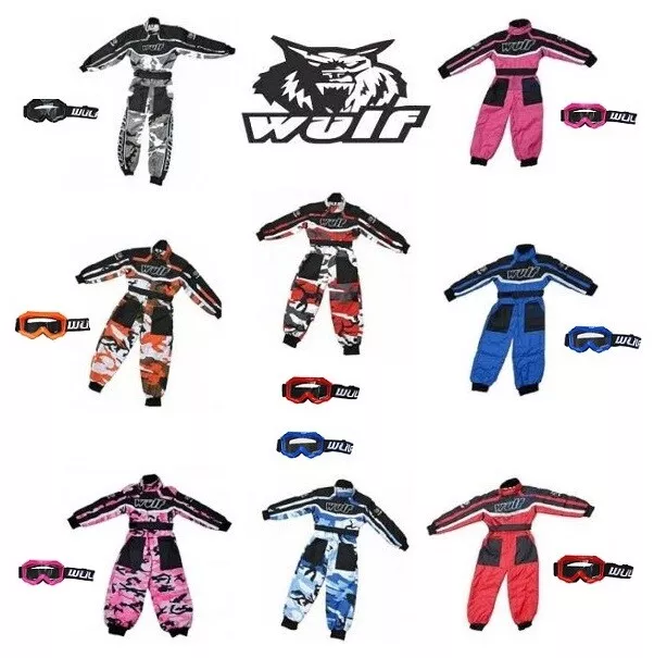 Wulfsport Kids Motocross Motorbike Kart Race Suit Cub MX Off Road Junior Goggle