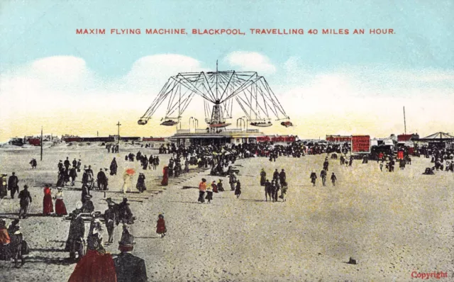 Postcard - Maxim Flying Machine - Blackpool - Lancashire - Pre 1918