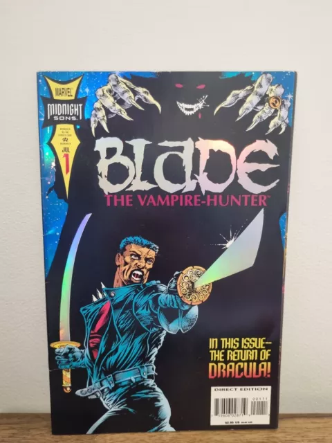 Blade The Vampire Hunter #1 Marvel 1994 Midnight Sons Dracula - Holographic