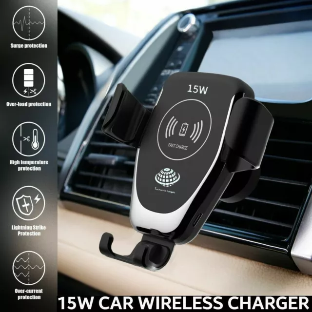 Automatic Clamping 15W Wireless Car Charger Fast Charging Mount Phone Holder AU