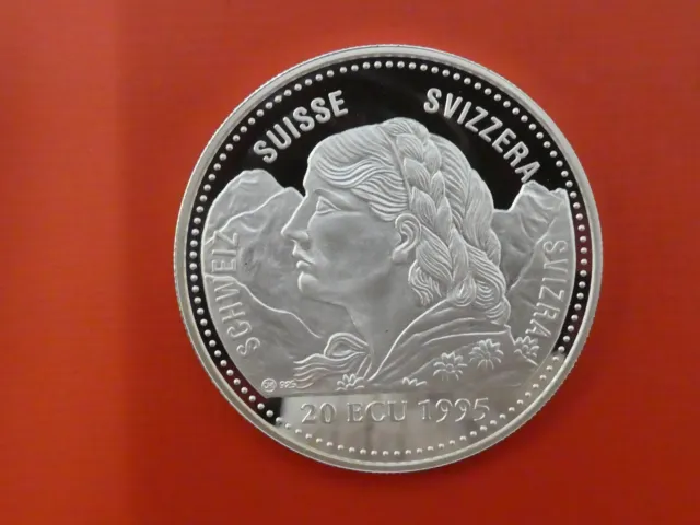 Schweiz, 20 ECU, Neutralitätsschutz, 1995, Silber, original, PP