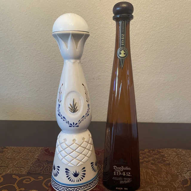 2 TOP SHELF Anejo Tequila Bottles Clase Azul Anejo and Don Julio 1942