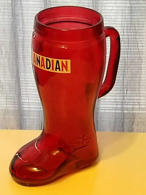 Collectible Molson Canadian Beer Red Boot Glass Mug EUC 11 1/2" Tall 32oz