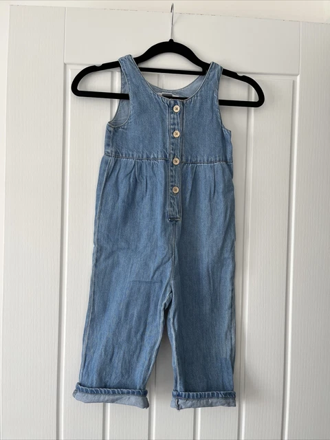 Zara tuta bambina 3-4 anni denim blu con bottoni
