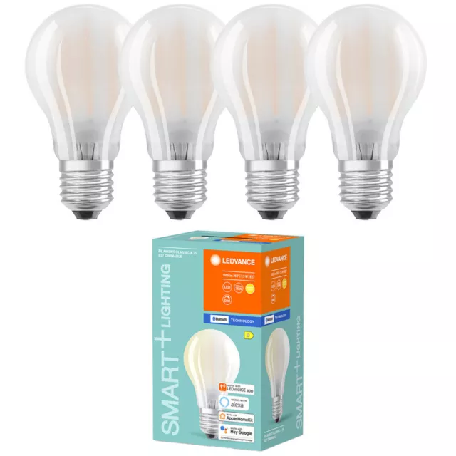 4 x Ledvance Smart+ Filament Birne 7,5W = 75W E27 1055lm warm dimmbar Bluetooth