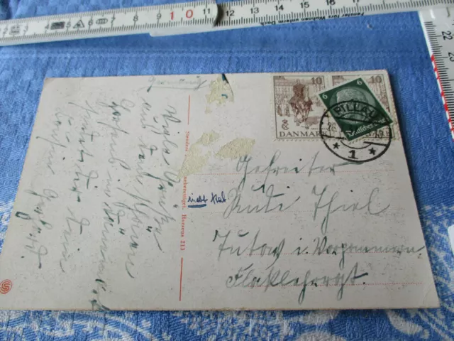 AK Horsens Kirke Briefmarken Rarität mit Pillau Ostpreussen 1937 2