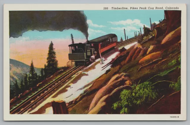Postcard Timberline Pikes Peak Cog Road Colorado CO Unposted
