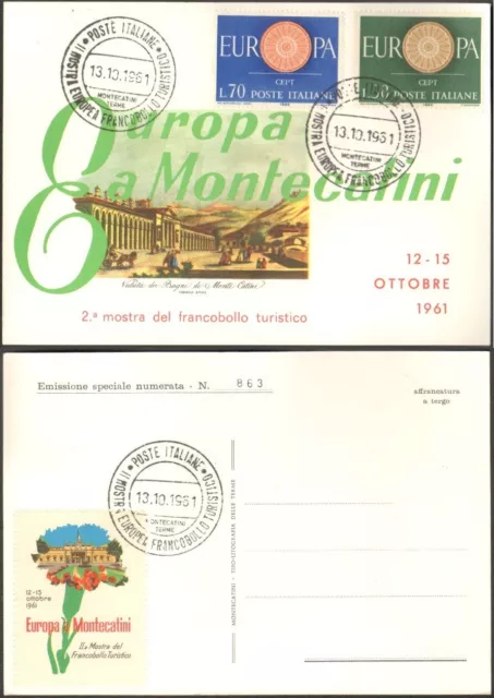 fdc europea 1961 mostra francobollo turistico montecatini 2