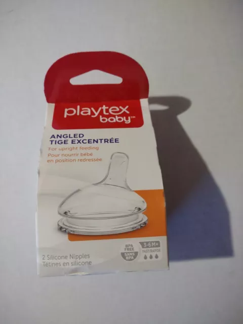 Playtex Angled Nipple For Upright Feeding 3-6m+ Fast Flow 2-Count