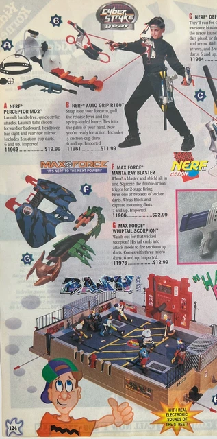 Rare vintage print Ad Nerf, Cyber strike, max force, Back Alley Street Hockey 2