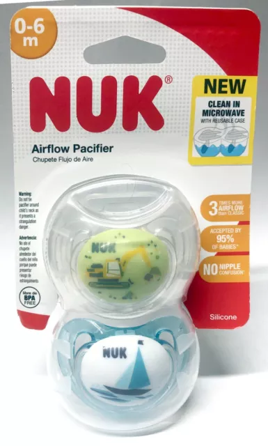 NUK AIRFLOW PACIFIER 0-6 months BOAT digger boys orthodontic BRAND NEW bnib BABY