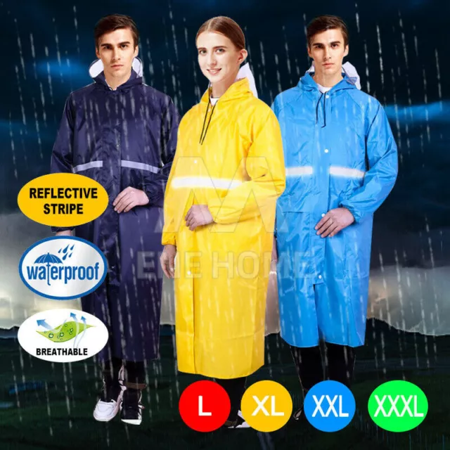 Men's Overalls Waterproof Raincoat Lightweight Work Hooded Long Coats RAIN COAT