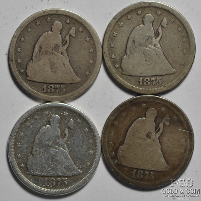 (4) 1875-S Seated Liberty 20c Silver 25975