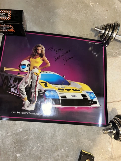 Signed Vintage Dunlop NTW Ford poster with Elaine Irwin gtp racing phillip vullo