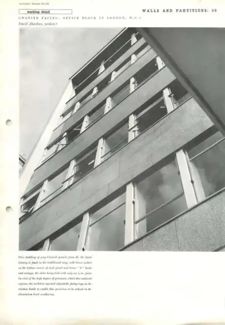 1958 De Lank Quarry Granite Facing: Office Block In London, W .C.1