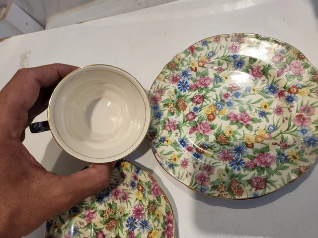 Beautiful Royal Winton Grimwades Chintz Kew Trio all over floral (NO. 4) 4