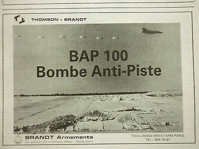 6/1983 PUB THOMSON BRANDT ARMEMENTS JAGUAR BAP 100 CRATERING BOMB ANTI PISTE AD 