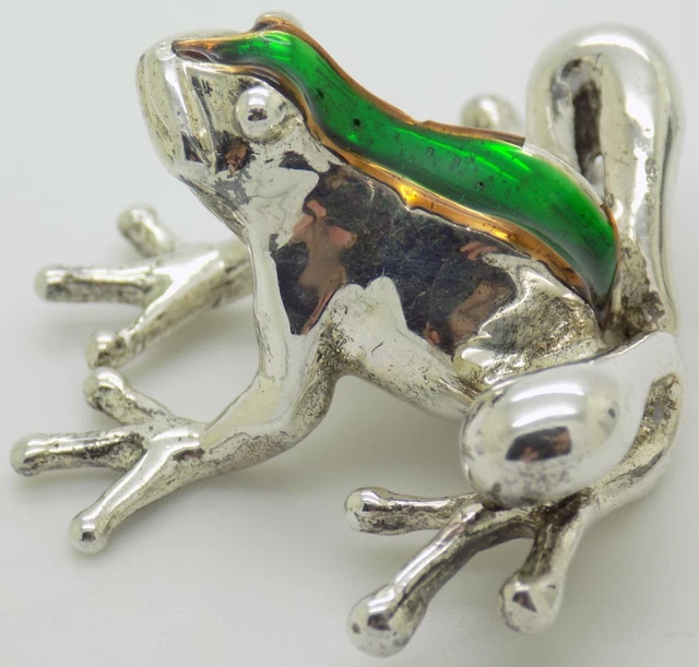 Vintage Argento Sterling 925 Italiano Fatto Vita Misura Rana Statuina Marchiato